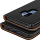 Avizar Étui Galaxy S9 Plus Housse cuir portefeuille clapet coque silicone noir pas cher