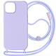 Avizar Coque Cordon pour iPhone 15 Plus Semi-Rigide Lanière Tour du Cou 80cm  Violet - Coque violet de la série Corda mêlant la praticité au style, spécialement conçue pour iPhone 15 Plus