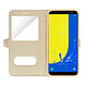 Avizar Etui Samsung Galaxy J6 Housse Folio Double Fenêtre Fonction Support Or pas cher