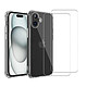 Acheter Evetane Coque iPhone 16 Antichoc Silicone + 2 Vitres en verre trempe Protection ecran