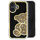 Avizar Coque Paillette pour iPhone 16 Plus Motif Ourson avec Strass Dorée Contour strassé brillant enrichissant le design avec un éclat raffiné et créant un look tendance