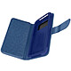 Avizar Etui pour Smartphone 5,3 à 5,5 pouces Clapet Portefeuille Multi Rangements Caméra Slide  bleu Housse portefeuille universel à languette magnétique