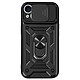 Mayaxess Coque pour iPhone 15 Bague Support Cache Caméra Coulissant Noir - Fabriquée avec un mélange de polycarbonate et silicone gel pour une résistance parfaite contre les rayures et impacts