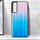 Avizar Coque Samsung S21+ Bi-matière Holographique Brillant Légère Rose / Bleu pas cher