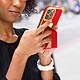 Avizar Coque pour iPhone 13 Pro Max Silicone flashy Béquille pliable Système magnétique  rouge pas cher