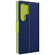 Avizar Étui pour Samsung Galaxy S24 Ultra Clapet Portefeuille Support Vidéo Bleu Nuit Étui de protection Bleu Nuit et Vert, de la collection Fancy Style, spécialement conçu pour votre Samsung Galaxy S24 Ultra