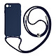 Avizar Coque Cordon pour iPhone 7, 8, SE 2020 et 2022 Semi-rigide Lanière Tour du Cou 80cm  Bleu Coque semi-rigide ultra-résistante, combinant deux matériaux de qualité : le polycarbonate rigide et le silicone gel flexible