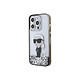 Karl Lagerfeld Coque pour Apple iPhone 15 Pro Glitter Ikonik Paillettes flottantes Argent Coque conçue sur mesure pour Apple iPhone 15 Pro