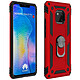 Avizar Coque Huawei Mate 20 Pro Bi matière Rigide Souple Bague Support Vidéo Rouge - Coque de protection spécialement conçue pour le Huawei Mate 20 Pro, Rouge