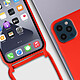 Avizar Coque Cordon pour iPhone 12 Pro Max Semi-rigide Lanière Tour du Cou 80cm  rouge pas cher