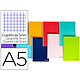 LIDERPAPEL Cahier spirale smart couverture cartonnee a5 80f 60g/m2 5x5mm 6 trous coil-lock coloris assortis x 10 Cahier