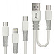 LinQ Câble USB-A / USB-C vers USB-C, Lightning et Micro-USB Longueur 1,2 mètre  Blanc Un câble de charge 5 en 1 proposé par la marque LinQ
