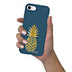 Evetane Coque iPhone 7/8/ iPhone SE 2020 Silicone Liquide Douce bleu marine Ananas Or pas cher
