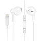 Écouteurs Filaires iPhone Lightning Télécommande Micro Connexion Bluetooth Blanc - Écouteurs compatibles avec tous les appareils Apple dotés de la fonction Bluetooth