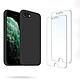 Acheter Evetane Coque iPhone 7/8/SE 2020 Silicone liquide Noire + 2 Vitres en Verre trempé Protection écran Antichocs