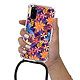 LaCoqueFrançaise Coque cordon Samsung Galaxy S20 Dessin Fleurs violettes et oranges pas cher