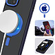 Acheter Avizar Coque MagSafe pour iPhone 15 Plus Silicone Gel Anneau Fonction Support  Dos Givré Contour Bleu Marine