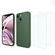 Acheter Evetane Coque iPhone 13 Silicone liquide Vert Foret + 2 Vitres en Verre trempé Protection écran Antichocs
