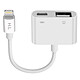 Avizar Adaptateur iPhone / iPad Lightning vers USB et Lightning Charge Compact Blanc - Adaptateur Lightning vers USB + Lightning femelle (charge)