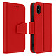 Avizar Housse Apple iPhone X / XS Cuir Porte-carte Fonction Support Premium rouge - Design premium grâce à un revêtement en cuir de vachette associé à des surpiqûres apparentes