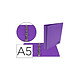 LIDERPAPEL Classeur 4 anneaux ronds 25mm a5 carton rembordé pvc coloris violet Classeur à anneaux