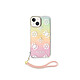 Guess Coque pour Apple iPhone 15 TPU Peony avec dragonne Multicolore Coque conçue sur mesure pour Apple iPhone 15