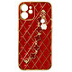 Avizar Coque Géométrique pour iPhone 12 avec Chaine Trèfle à quatre feuilles  Rouge Une coque de protection rouge pour apporter un design unique et élégant à votre iPhone 12