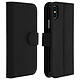 Avizar Housse Apple iPhone XS/X Etui Clapet Porte-carte Fonction Support Vidéo - Noire - Revêtement en eco-cuir avec un aspect craquelé et finitions surpiquées