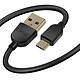 LinQ Câble USB vers Micro-USB 2A Charge et Synchronisation Longueur 1m Noir Câble de charge avec une intensité de 2A, assurant une charge fiable et sécurisée