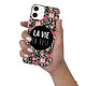 Evetane Coque iPhone 12 mini silicone transparente Motif La Vie en Rose ultra resistant pas cher