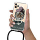 Evetane Coque cordon iPhone 11 Pro noir Dessin Tigre Fashion pas cher