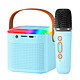 Avizar Mini Enceinte Bluetooth LED avec Micro Sans Fil Kit Karaoke Portable Bleu Pâle - Kit karaoke 2 en 1 Bleu avec mini enceinte Bluetooth et microphone pour un karaoké amusant et des soirées réussies