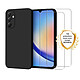 Evetane Coque Samsung Galaxy A34 Silicone liquide Noire + 2 Vitres en Verre trempé Protection écran Antichocs Coque Samsung Galaxy A34 Silicone liquide Noire + 2 Vitres en Verre trempé Protection écran Antichocs