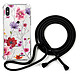 Evetane Coque cordon iPhone X/Xs noir Dessin Fleurs Multicolores Coque cordon iPhone X/Xs noir Dessin Fleurs Multicolores