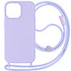 Avizar Coque Cordon pour iPhone 15 Pro Semi-Rigide Lanière Tour du Cou 80cm  Violet