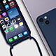 Avizar Coque Cordon pour Apple iPhone 13 Mini Semi-rigide Lanière Tour du Cou 80cm  bleu pas cher
