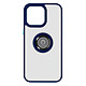 Avizar Coque pour iPhone 15 Pro Max Bi-matière Bague Métallique Support Vidéo  Bleu Coque anneau contour bleu, de la série Ringrip, conçue spécialement pour votre iPhone 15 Pro Max