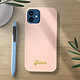 Avis Guess Coque pour iPhone 12 Mini Silicone Gel Soft Touch  Silicone Script Rose
