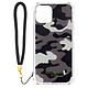 Guess Coque pour iPhone 11 avec Dragonne Motif Camouflage  Gris Coque de protection signée Guess de la série Camouflage pour iPhone 11.