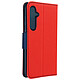 Avizar Étui pour Samsung Galaxy S24 Clapet Portefeuille Support Vidéo Bleu / Rouge - Étui de protection Rouge et Bleu Nuit, de la collection Fancy Style, spécialement conçu pour votre Samsung Galaxy S24