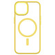 QDOS Coque pour iPhone 14 Hybrid Soft avec Snap Compatible MagSafe Jaune - Pourvue d'un aimant snap