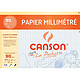 CANSON Pochete 12 feuilles Papier millimétré Bleu A4 90 g Papier millimétré