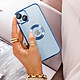 Acheter Avizar Coque iPhone 14 Silicone Souple Bloc Caméra Couvert  Transparent Contour bleu Chromé