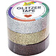 FOLIA Ruban adhésif déco 'Glitter Tape', argent/or/marron Ruban de décoration