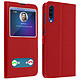 Avizar Housse Samsung Galaxy A50 Protection Double Fenêtre Fonction Stand rouge - Préserve intégralement votre smartphone contre les chocs et les rayures du quotidien