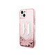 Karl Lagerfeld Coque pour Apple iPhone 14 Glitter KL Paillettes flottantes Rose Coque conçue sur mesure pour Apple iPhone 14