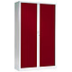 VINCO Armoire Monobloc FUN H198xL120xP43 cm 4 Tablettes Blanc Rideaux Rouge Armoire de bureau à rideau