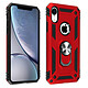 Avizar Coque iPhone XR Bi matière Rigide Souple Bague Support Vidéo rouge - Coque de protection spécialement conçue pour Apple iPhone XR, Rouge