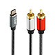 LinQ Câble Audio USB-C vers 2x RCA Mâles Son de Qualité Nylon Tressé 1.5m  Gris Câble audio USB Type C mâle vers 2x RCA mâles conçu par LinQ, modèle TPC3520.