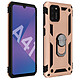 Avizar Coque Samsung Galaxy A41 Antichoc bi-matières Bague Support Vidéo rose champagne - Coque de protection spécialement conçue pour le Samsung Galaxy A41
